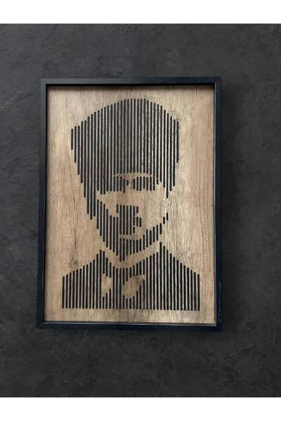 nifiart Mustafa Kemal Atatürk Özel El işlemeli Boyalı Çerçeveli Duvar Tablosu ürün görseli 1