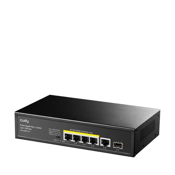 CUDY GS1005PTS1 5 PORT 10/100/1000 4 PORT POE+ 1 PORT UPLINK+ 1 SFP 120W YONETILEMEZ DESKTOP SWITCH ürün görseli 1