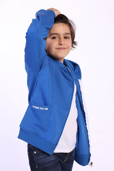 Toontoy Erkek Çocuk Cep Dıfferent Style Tıme Baskılı Hırka ürün görseli 1