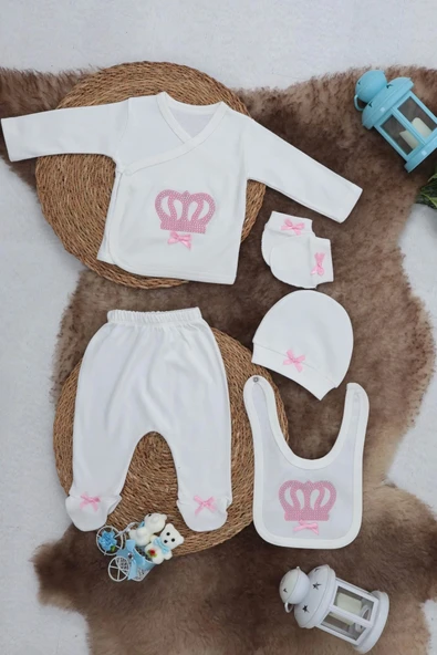 Sema Baby 5 Parça Hastane Çıkışı Zıbın Seti 0-3 Ay - Princess ürün görseli 1