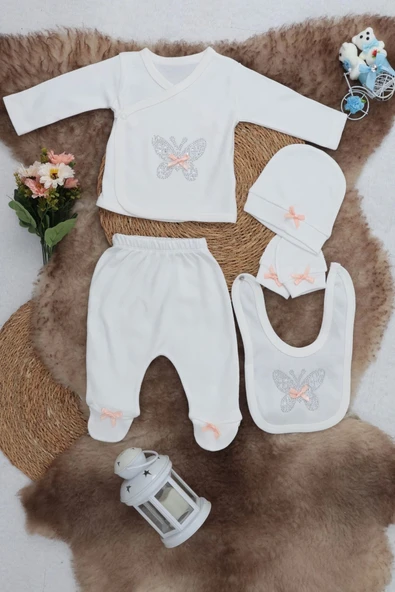 Sema Baby 5 Parça Hastane Çıkışı Zıbın Seti 0-3 Ay - Butterfly ürün görseli 1