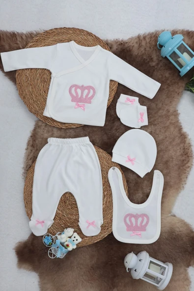 Sema Baby 5 Parça Hastane Çıkışı Zıbın Seti 0-3 Ay - Princess ürün görseli 1