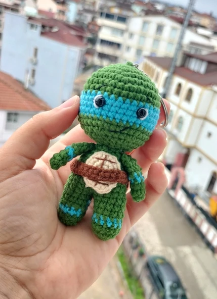 PTTAVM: Amigurumi ninja kaplumbağa Leonardo mavili çizgi karakter