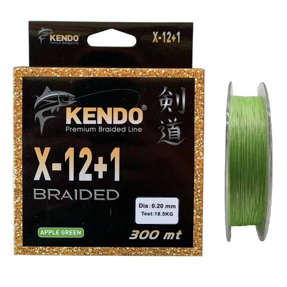 Kendo X-12+1 Braided 300mt 0.20mm Apple Green Örgü İp Misina ürün görseli 1