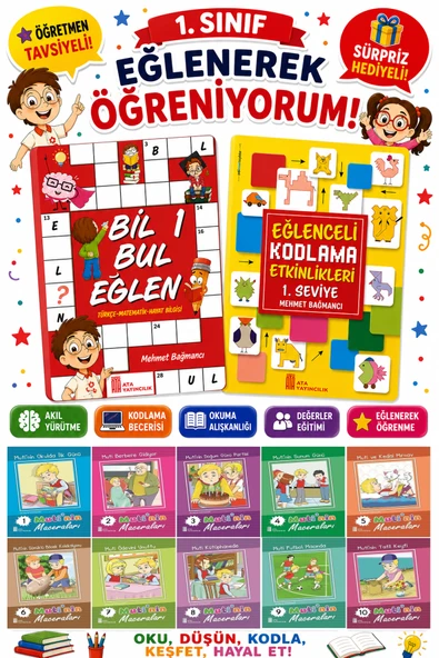 1.Sınıflar İçin Okumayı Sevdiren 10 lu Hikaye Seti -Bil Bul Eğlen-Kodlama 9 (Okulda Evde Tatilde) ürün görseli 1