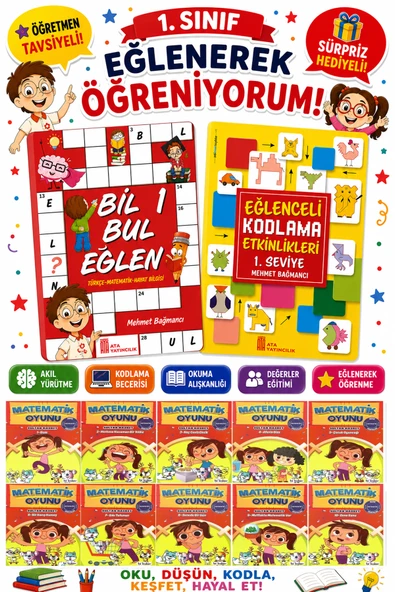 1.Sınıflar İçin Okumayı Sevdiren 10 lu Hikaye Seti -Bil Bul Eğlen-Kodlama 11 (Okulda Evde Tatilde) ürün görseli 1