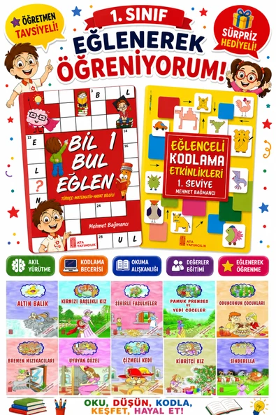 1.Sınıflar İçin Okumayı Sevdiren 10 lu Hikaye Seti -Bil Bul Eğlen-Kodlama 13 (Okulda Evde Tatilde) ürün görseli 1