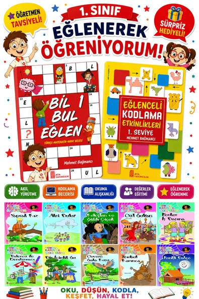 1.Sınıflar İçin Okumayı Sevdiren 10 lu Hikaye Seti -Bil Bul Eğlen-Kodlama 16 (Okulda Evde Tatilde) ürün görseli 1