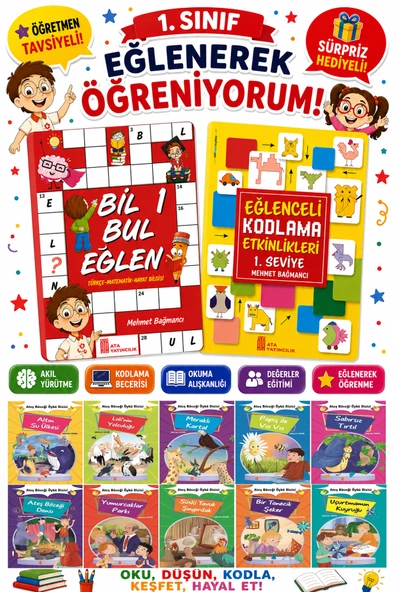 1.Sınıflar İçin Okumayı Sevdiren 10 lu Hikaye Seti -Bil Bul Eğlen-Kodlama 17 (Okulda Evde Tatilde) ürün görseli 1