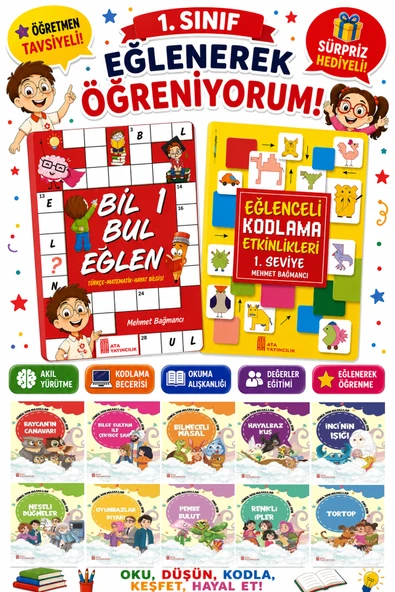 1.Sınıflar İçin Okumayı Sevdiren 10 lu Hikaye Seti -Bil Bul Eğlen-Kodlama 14 (Okulda Evde Tatilde) ürün görseli 1