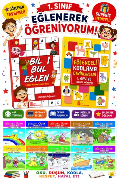 1.Sınıflar İçin Okumayı Sevdiren 10 lu Hikaye Seti -Bil Bul Eğlen-Kodlama 18 (Okulda Evde Tatilde) ürün görseli 1