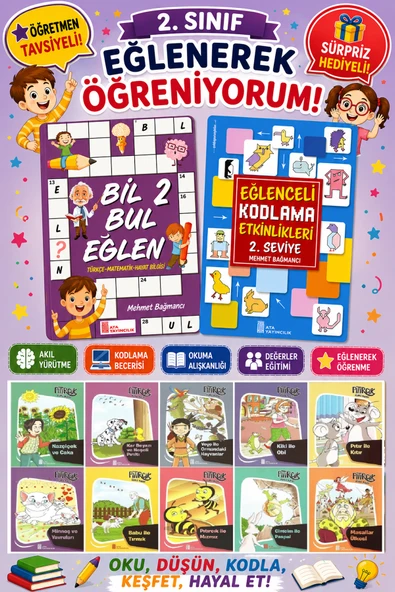 2.Sınıflar İçin Okumayı Sevdiren 10 lu Hikaye Seti -Bil Bul Eğlen-Kodlama 6 (Okulda Evde Tatilde) ürün görseli 1