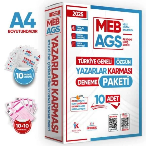 2025 MEB-AGS Yazarlar Karması 10 Adet 80 Soruluk Çözümlü Deneme Türkiye Geneli KURUMSAL Paket ürün görseli 1