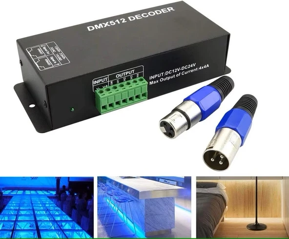DMX-512 Dekoder Dijital Ekran Dimmer Sürücü RGBW 4 Kanal LED Kontrol Cihazı Şerit band DC12V-24V 348W ürün görseli 1