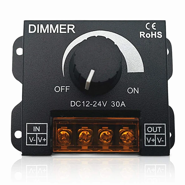 Dimmer DC 12V-24V 30A LED ışık bandı regülatörü LED şeritler için ışık kontrolü siyah karartma cihaz ürün görseli 1