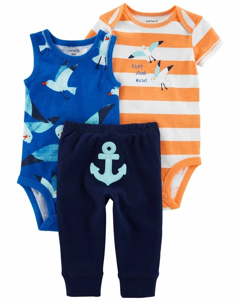 Carters Layette Mavi Erkek Bebek 3Lü Set 1N042210M ürün görseli 1