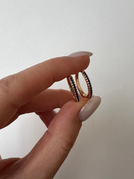 LACIVERT TAŞLI HALKA RODYUM KAPLAMA KUPE 18K ürün görseli 1