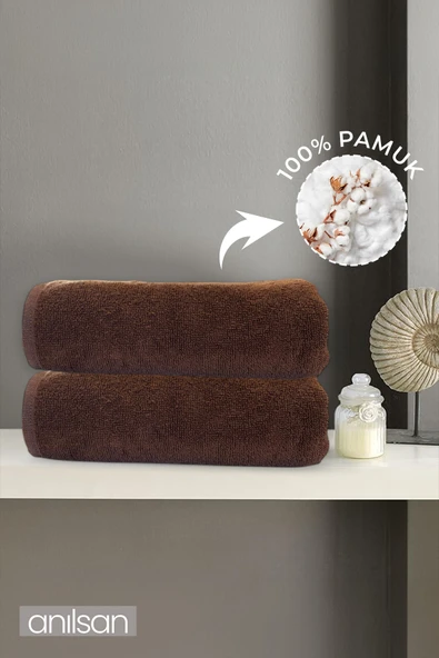 2'li Kahve Banyo Havlusu - 70x140 Cm, 490 Gr, %100pamuk, Spa Ve Otel Havlusu ürün görseli 1