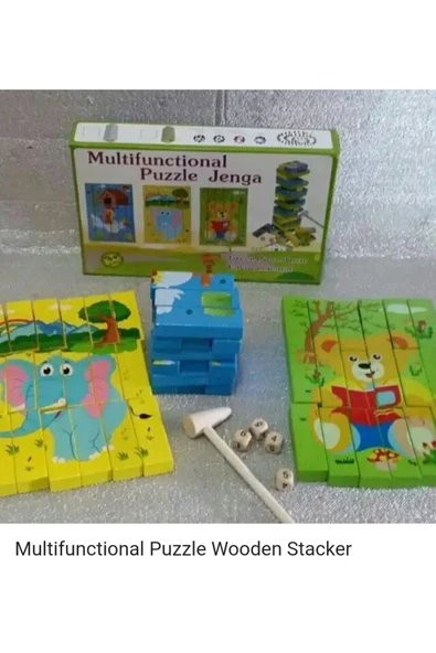 KIZILKAYA JENGA VE PUZZLE AHŞAP 2 Sİ 1 ARADA ürün görseli 1