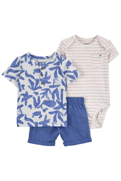 Carters Layette Renkli Erkek Bebek 3Lü Set 1Q476410R ürün görseli 1