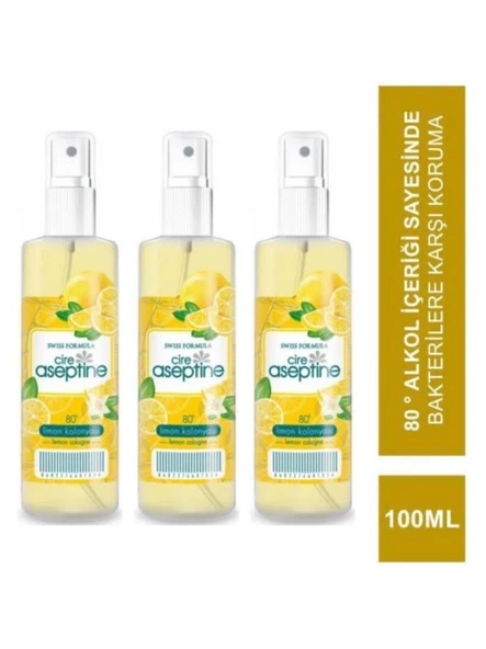 Cire Aseptine 3 Adet Limon Kolonyası 100 ml Sprey ürün görseli 1
