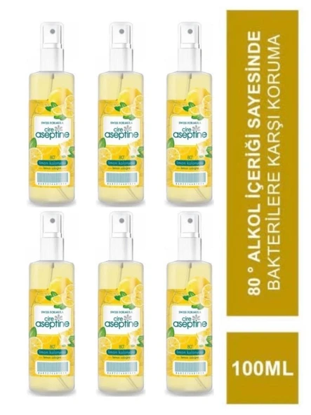 Cire Aseptine 6 Adet Limon Kolonyası 100 ml Sprey ürün görseli 1