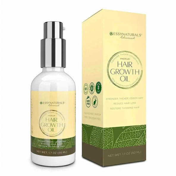 EssyNaturals Saç Uzatma Yağı, Biotin, Kafein Ve Hint Yağı Ile Daha Dolgun Ve Uzun Saçlar Için ürün görseli 1