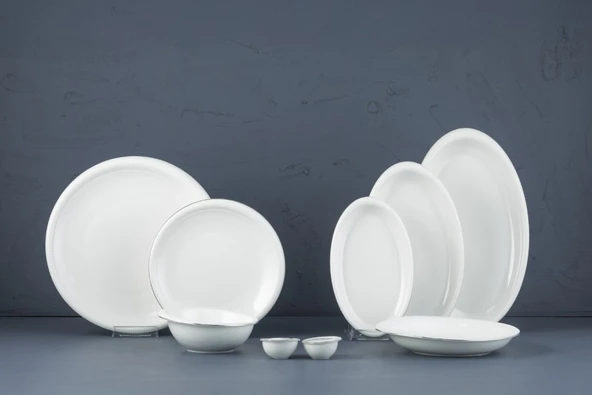 Evaliza Stripe Platin 30 Parça 6 Kişilik Porselen Yemek Takımı ürün görseli 1