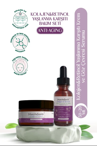 Mecitefendi Kolajen & Retinol Yaşlanma Karşıtı Krem 50 Ml + Kolajen & Retinol Göz Çevresi Serumu 20 Ml ürün görseli 1