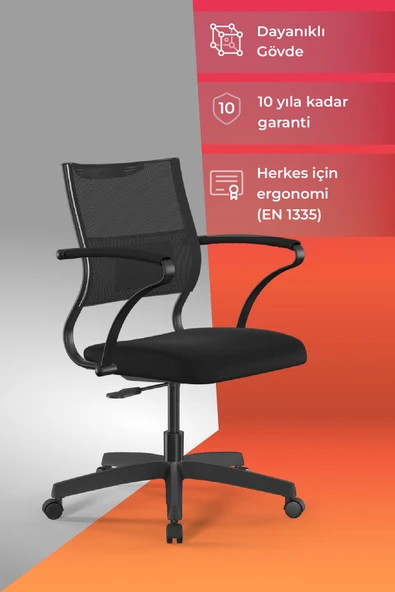 Metta Ergolife Sit Air Ofis Koltuğu | Tekerlekli, Yükseklik Ayarlı, Fileli, Siyah, Bilgisayar Sandalyesi -572.60.1.152 ürün görseli 1
