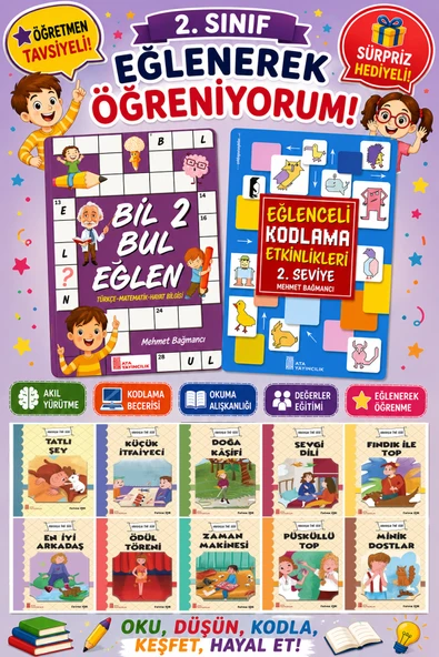 2.Sınıflar İçin Okumayı Sevdiren 10 lu Hikaye Seti -Bil Bul Eğlen-Kodlama 7 (Okulda Evde Tatilde) ürün görseli 1