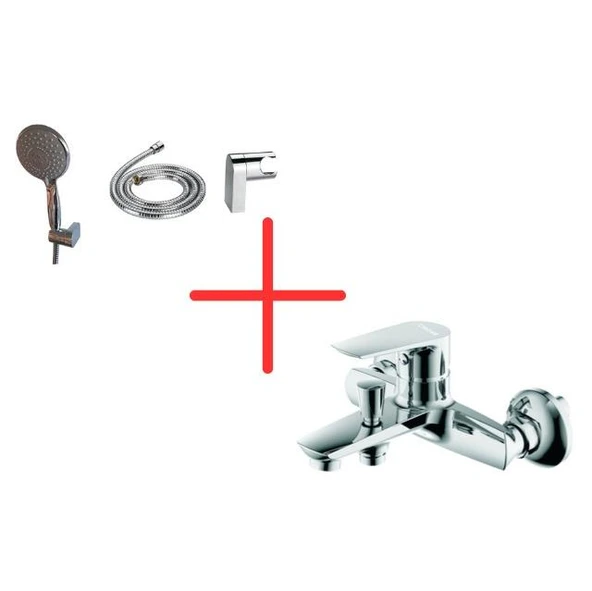 Creavit SH150-3 Fonksiyonlu El Duşu ve SO2500 Solo Banyo Armatürü Seti ürün görseli 1