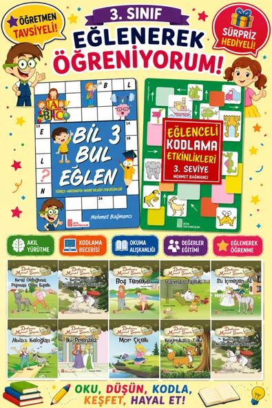 3.Sınıflar İçin Okumayı Sevdiren 10 lu Hikaye Seti -Bil Bul Eğlen-Kodlama (Okulda Evde Tatilde) ürün görseli 1
