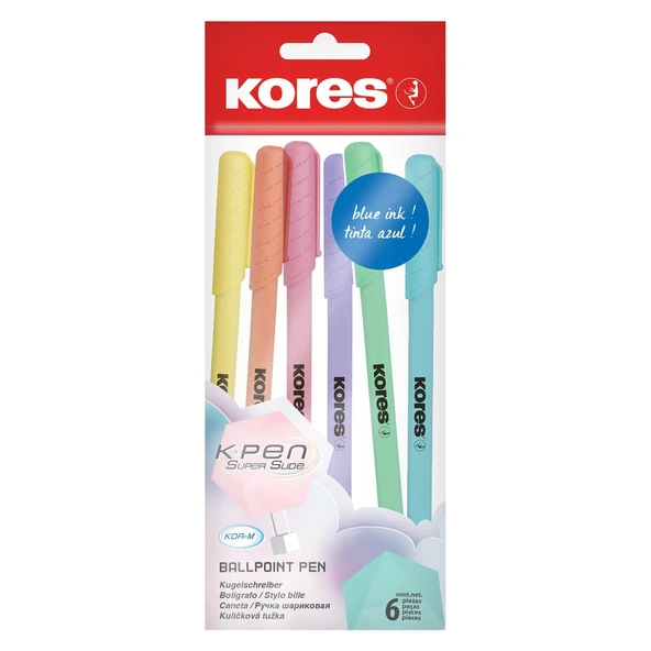 KORES PASTEL GÖVDE TÜKENMEZ KALEM MAVİ MÜREKKEPLİ ürün görseli 1