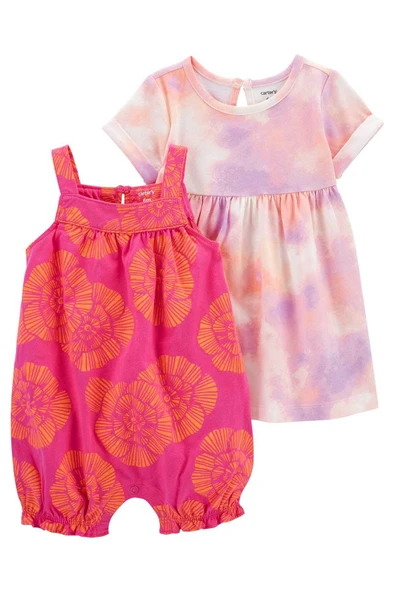 Carters Desenli Kız Bebek 2Li Tulum 1O956510D ürün görseli 1