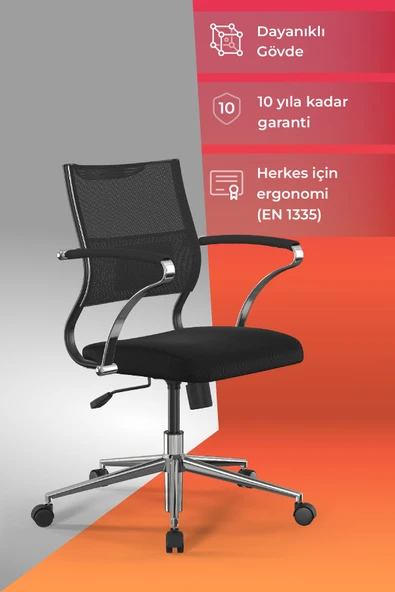 Metta Ergolife Sit Air Ofis Koltuğu | Krom Ayaklı, Yükseklik Ayarlı, Fileli, Bilgisayar Sandalyesi -572.5F.1.2A2 ürün görseli 1
