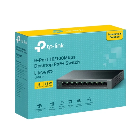 TP-LINK LS109P 9PORT 10/100 POE SWITCH - Resim 4