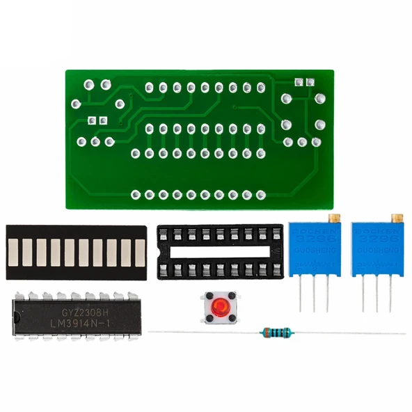 Demonte LM3914 10 Led 3.7V Lityum 12V Pil Kapasite Gösterge Modül DIY Led Elektronik Lehimleme Eğitim Devresi ürün görseli 1