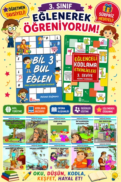 3.Sınıflar İçin Okumayı Sevdiren 10 lu Hikaye Seti -Bil Bul Eğlen-Kodlama 4 (Okulda Evde Tatilde) ürün görseli 1