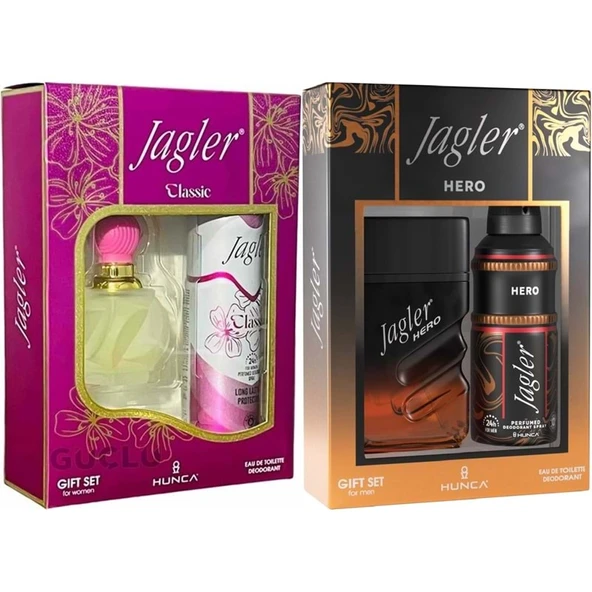 Jagler Parfüm Seti (Karma Set) Kadın 60ML Classic + Deodorant / Erkek 90ML Hero + Deodorant ürün görseli 1