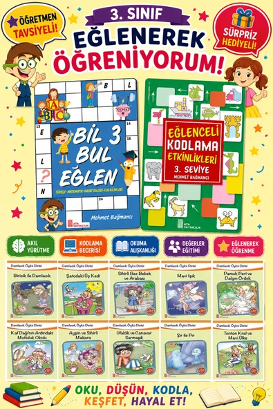 3.Sınıflar İçin Okumayı Sevdiren 10 lu Hikaye Seti -Bil Bul Eğlen-Kodlama 3 (Okulda Evde Tatilde) ürün görseli 1