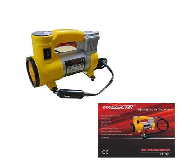 Oscar Araç lastik hava kompresörü metal gövde ışıklı 150psi oscar ürün görseli 1