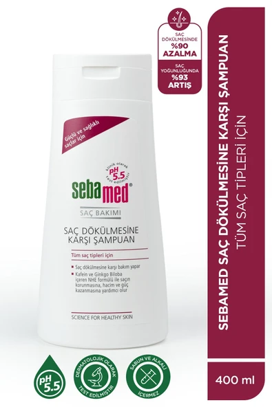SEBAMED SAÇ DÖKÜLMESİNE KARŞI GÜÇLENDİRİCİ ETKİLİ KAFEİN VE GİNKGO BİLOBA İÇERİKLİ ŞAMPUAN 400 ML ürün görseli 1