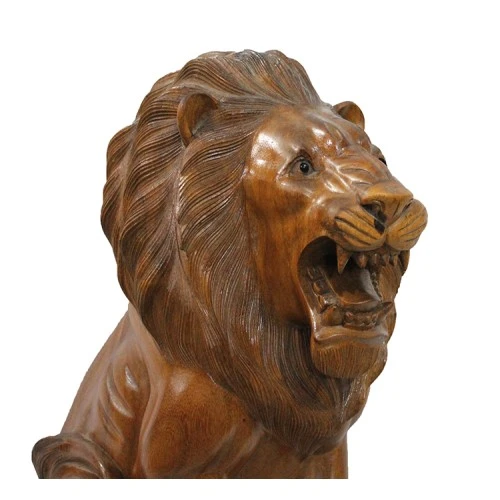 Periboia Ahşap Aslan Figürü 50 cm - Resim 2