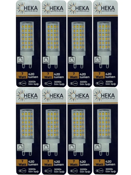 (8 Adet) Heka 7W (49W) 3000K (Gün Işığı) G9 Duylu Dim Edilebilir Led Kapsül Ampul ürün görseli 1