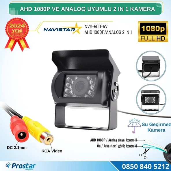 Şapkalı AHD 1080P ve Analog Pal Çevirilebilir Gece Görüşlü AV girişli Metal Ayaklı Full HD Kamera ürün görseli 1