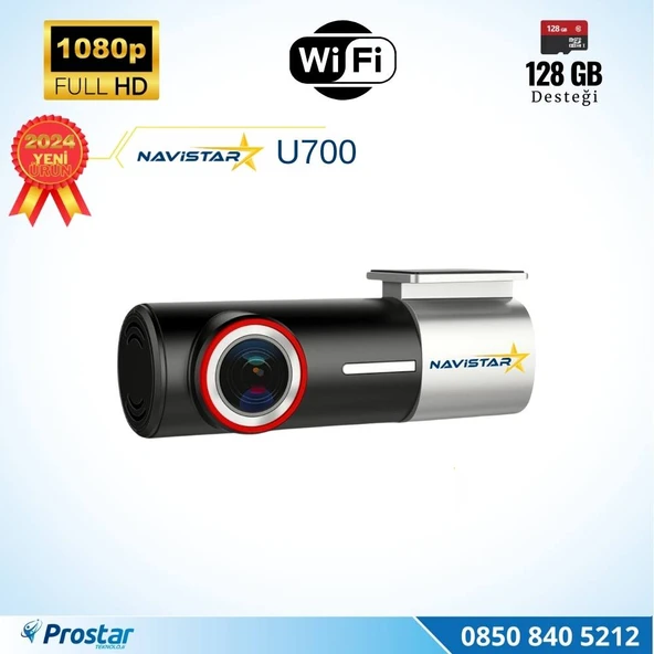 U700 Wifi 1080P 170° Geniş Açı Gece Görüşlü 128 GB Destekli Akıllı Araç içi Kamera ürün görseli 1