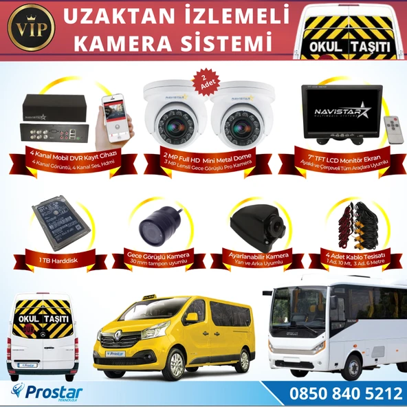 Profesyonel Servis Araç Kamera Seti 4 Kameralı Kayıtlı 1 Tb Harddiskli Tak Kullan Set ürün görseli 1