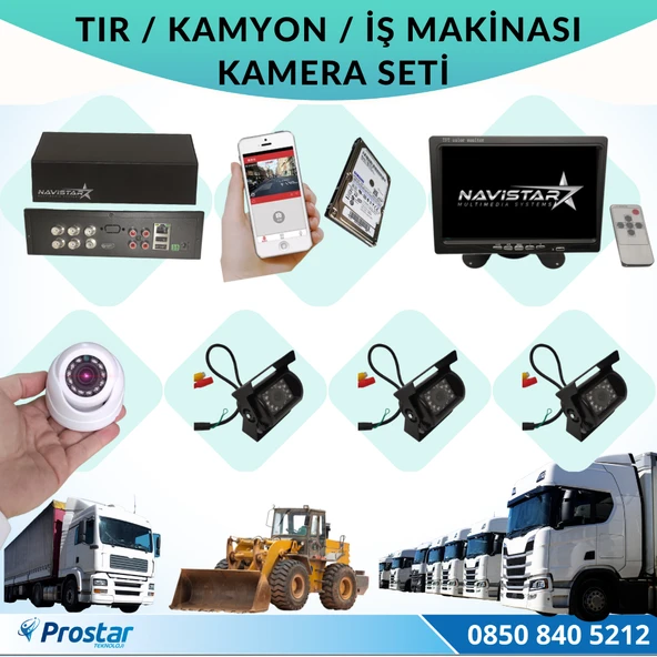Tır Kamyon İş Makinası Için Uzaktan İzlemeli 4 Kameralı 1 Tb Harddisk Kamera Seti ürün görseli 1