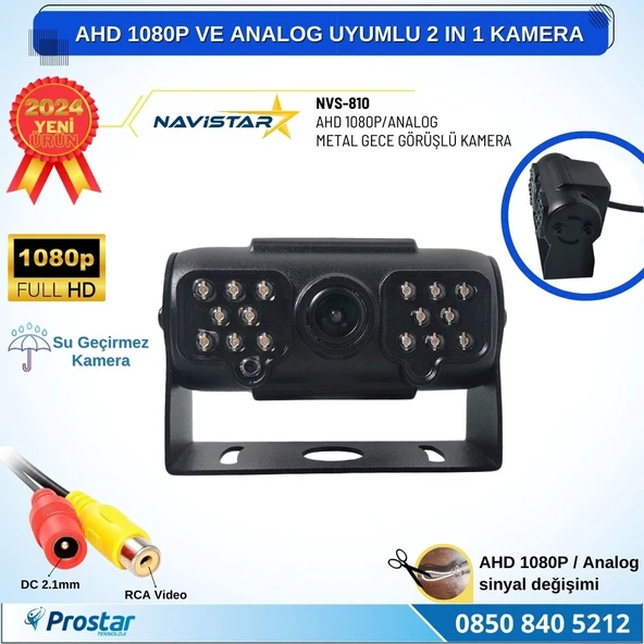 AHD 1080P ve Analog Pal Çevirilebilir 16 IR Ledli Gece Görüşlü Full HD Araç Kamerası ürün görseli 1